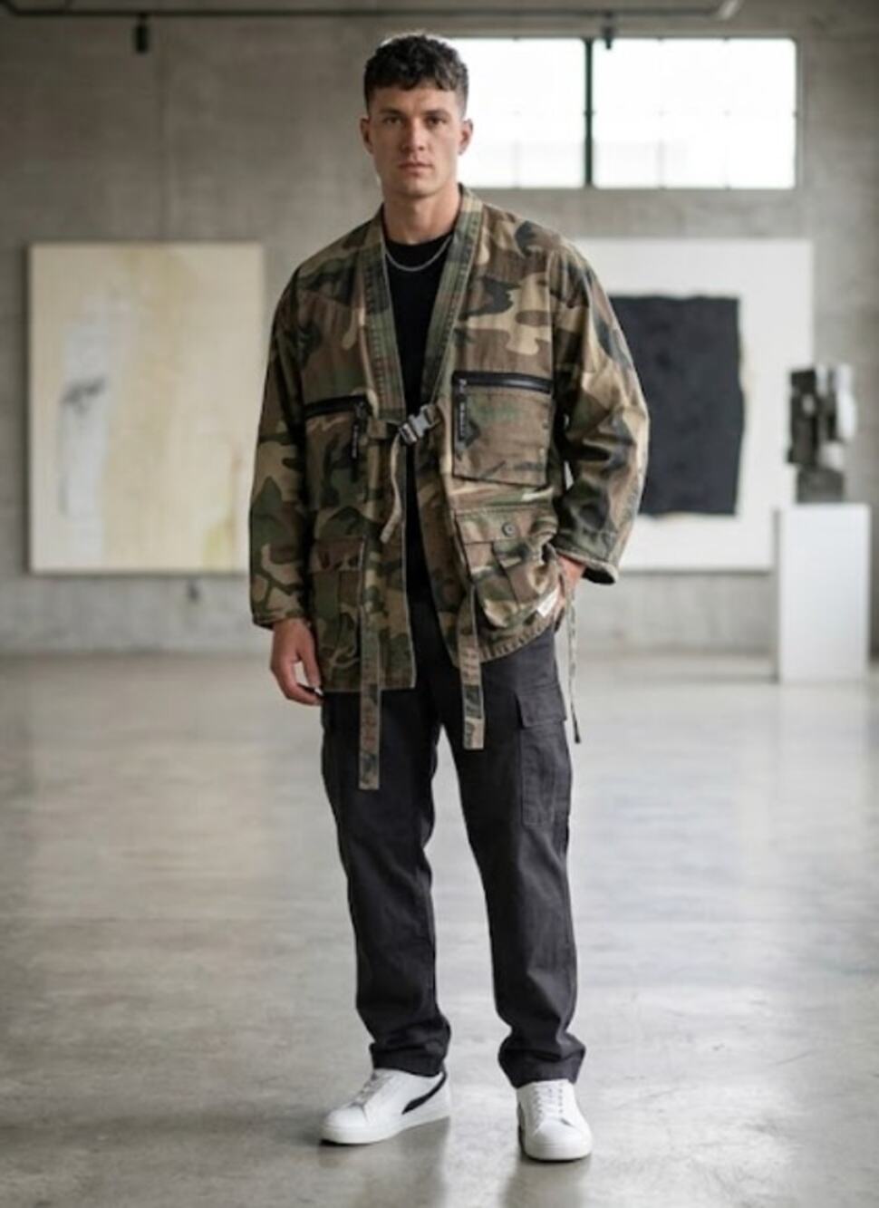 Mostly Heard Rarely Seen Camo Combat Kimono Jacket Noragi Streetwear L/XL